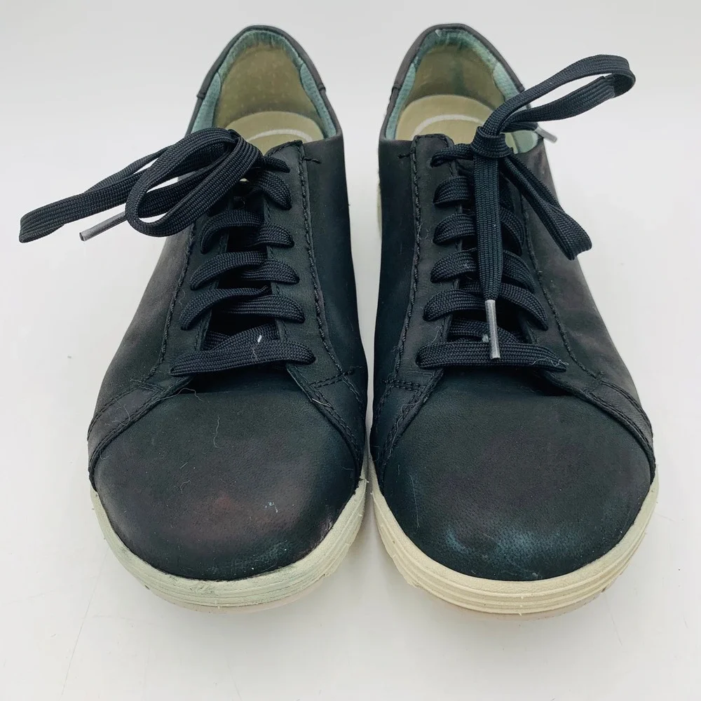 Dansko Leela Black Nubuck Leather Lace Up Sneakers Women 10 EU 41‎ Comfort Shoes